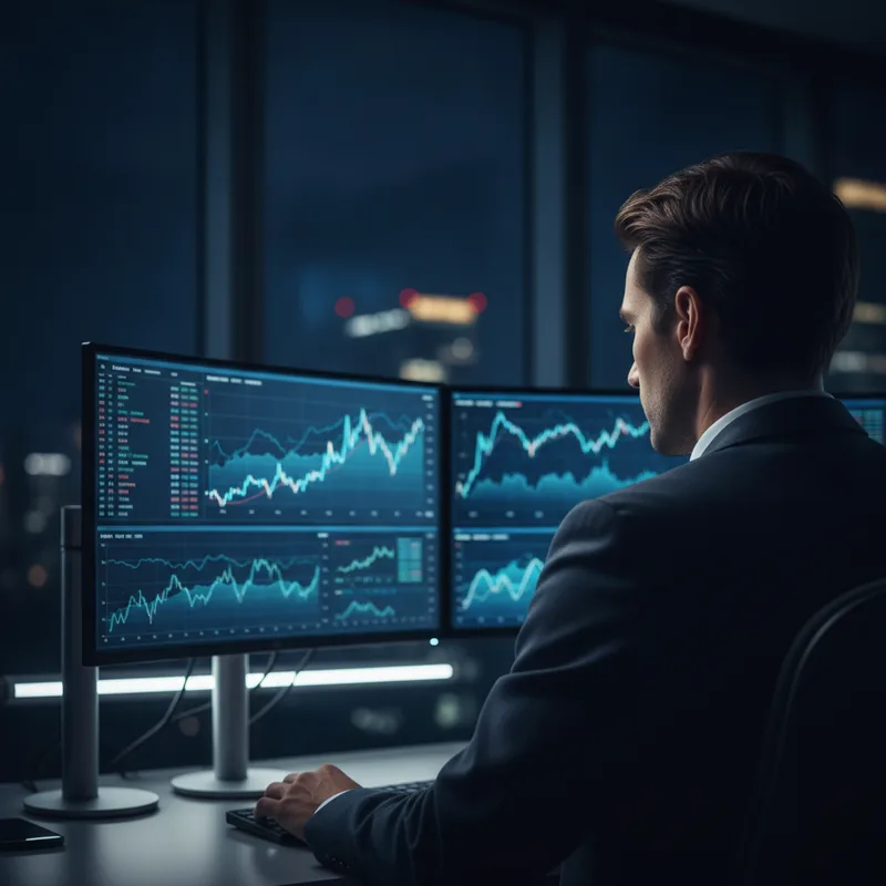 painel de sinais de mercado orientados por IA com gráfico de tendência ao vivo e níveis de confiança